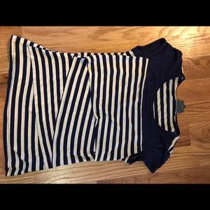 Navy blue striped nursing shirt
